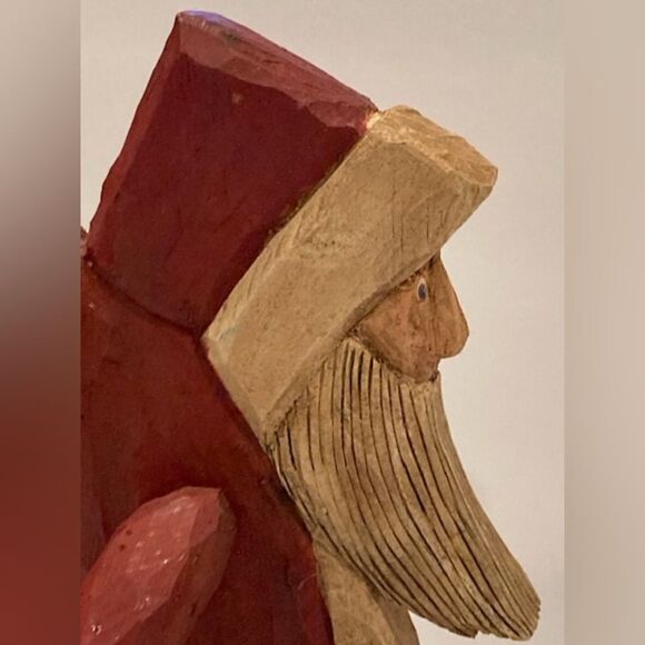 Folk Art Hand Carved Wooden Santa Figurine Whirly Gig Painted Adjustable Arms - Picture 5 of 15